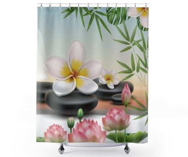 Floral shower curtain on the display of the website