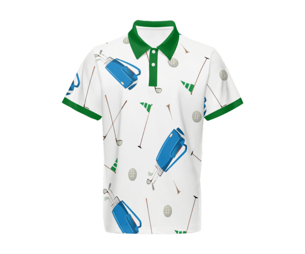 Golf shirt with green collar and green sleeves
