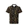 A black and gold pattern on a mens shirt