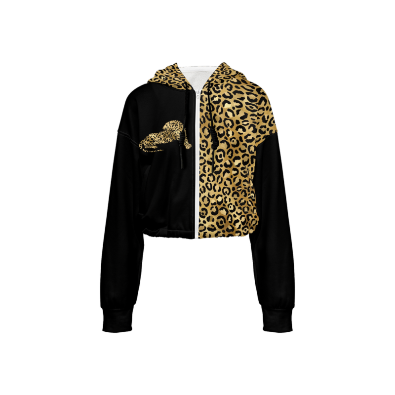 Womens Leopard Couture Full Zip Hoodie