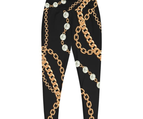 Black pant with chain print on display of the website