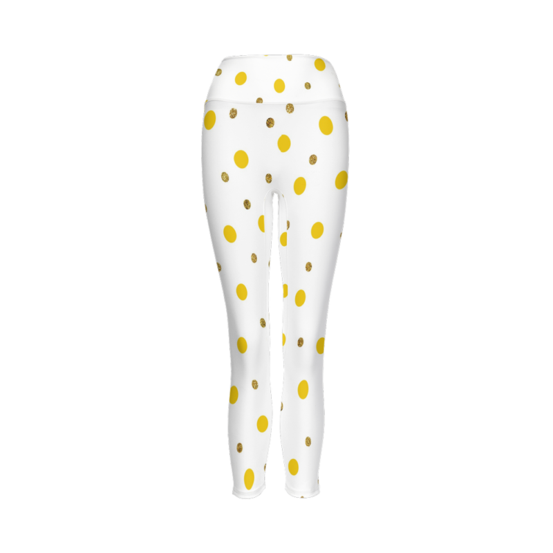 High waisted legging with a yellow polka dot design