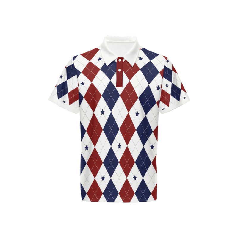 White, red, and blue color pattern shirt