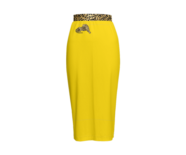 Classic Leopard and Canary Yellow Womens Pencil Skirt