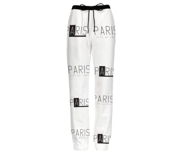 Jogging pants in white and black color on white background