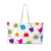 Color splash weekender tote bag in white color