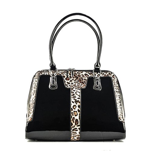 A leopard print leather purse for women