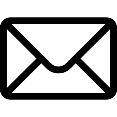 Black message icon on plain white background